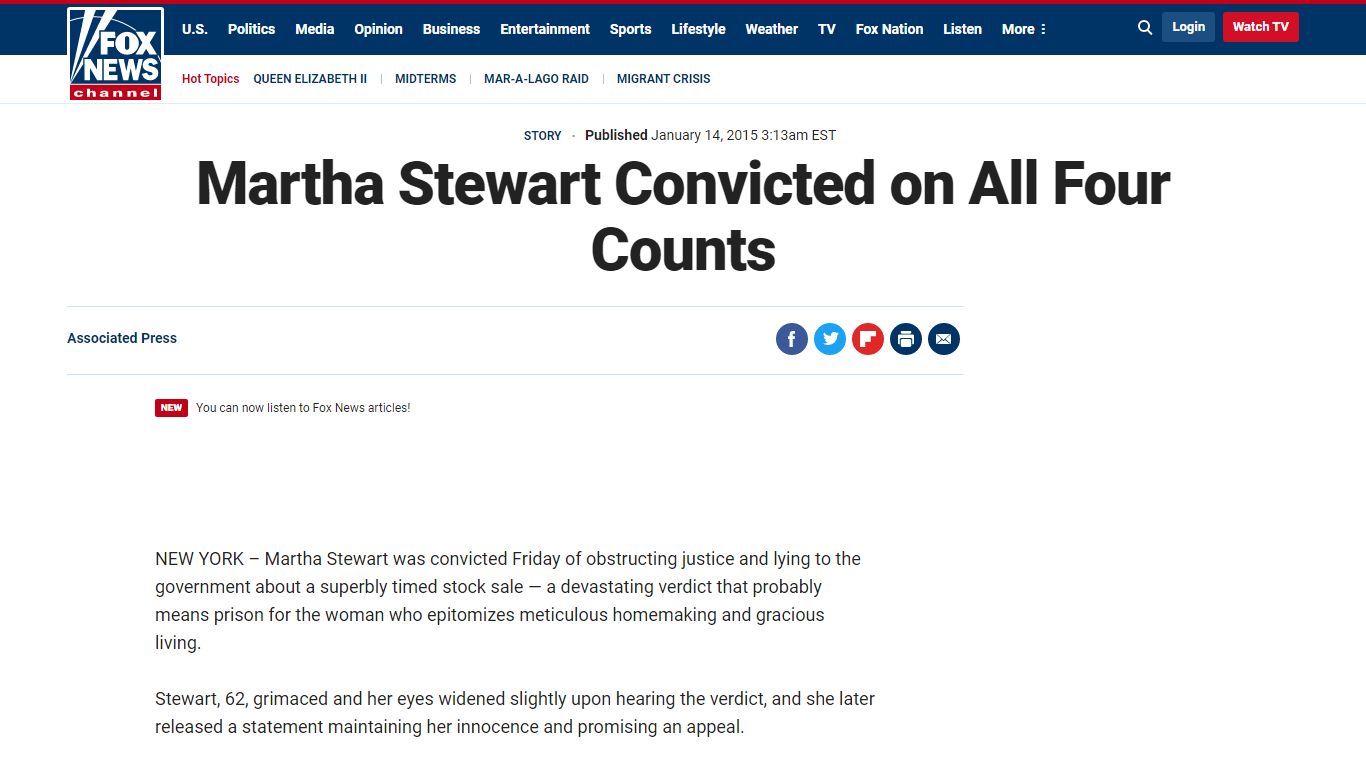 Martha Stewart Convicted on All Four Counts | Fox News