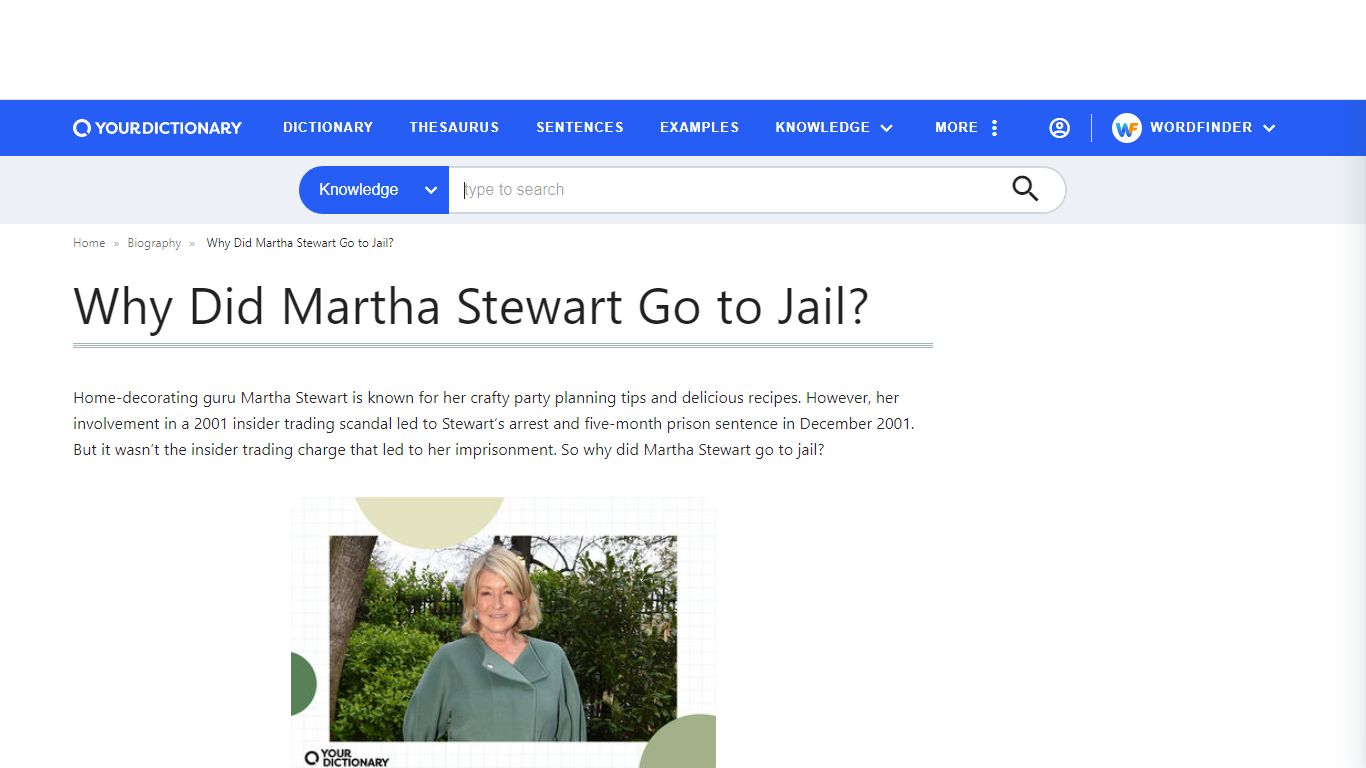 Why Did Martha Stewart Go to Jail? - YourDictionary