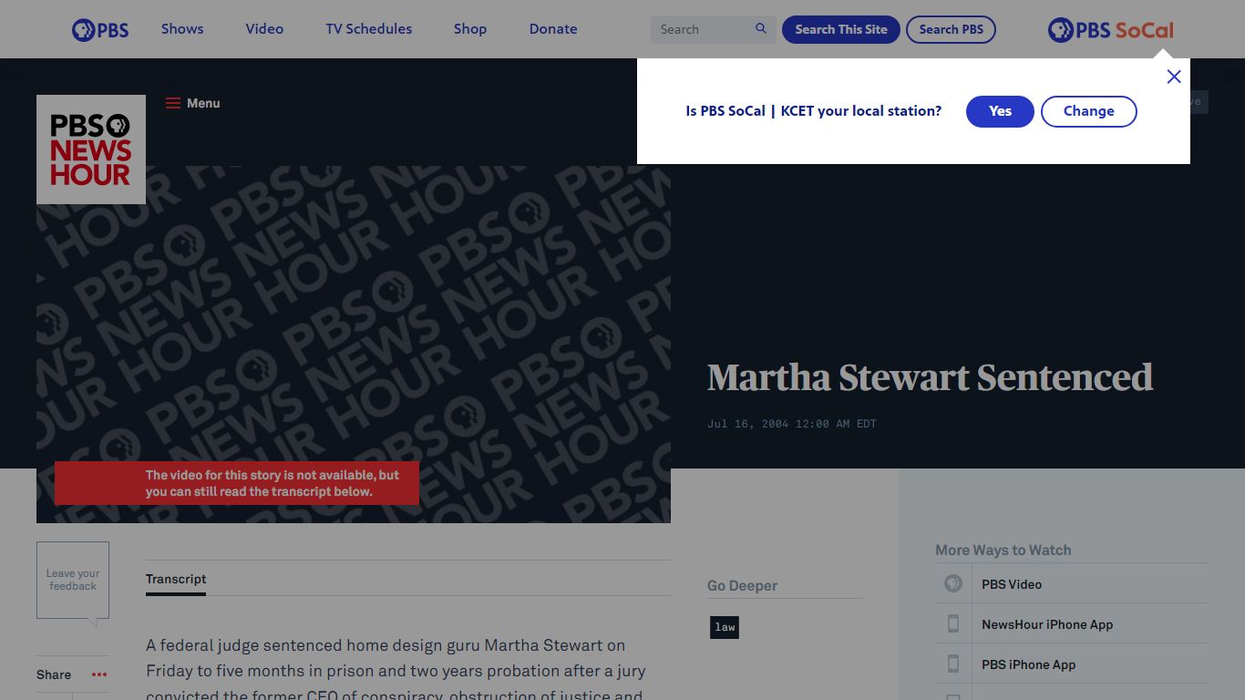 Martha Stewart Sentenced | PBS NewsHour